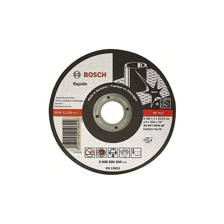 DISCO CORTE ACERO INOX  4 1/2" (115MM) X 1 MM BOSCH 2608.600.545