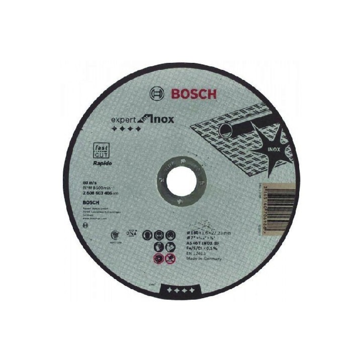 DISCO CORTE ACERO INOX EXPERT  7" (180MM) X 1.6 MM BOSCH 2608.603.406